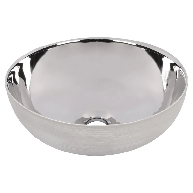 Tijdelijk Beschikbaar Differnz Shine waskom keramiek | grijs/zilver | Ø 40 x 13.5 cm