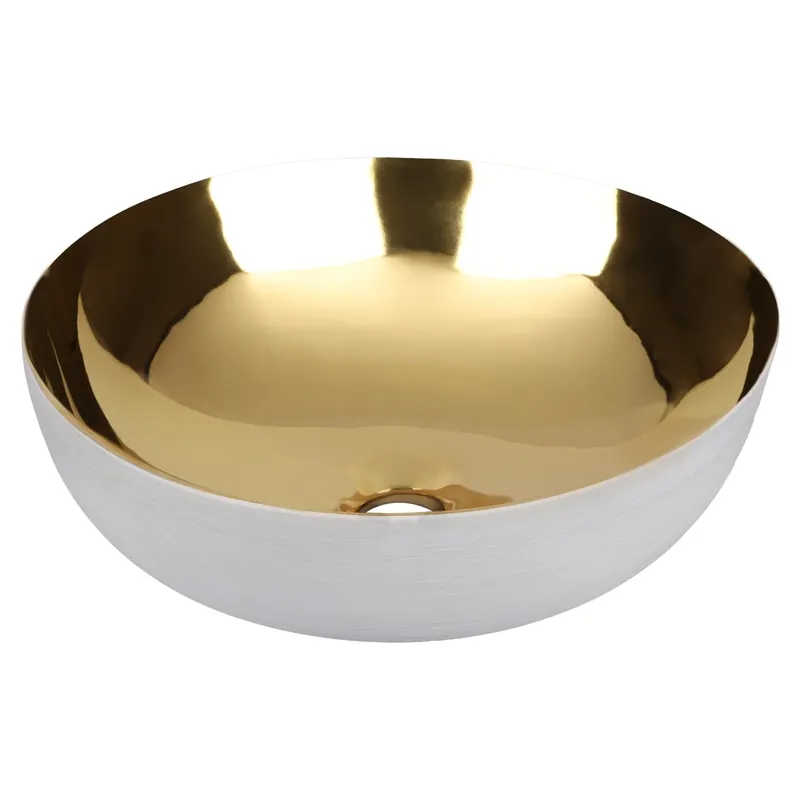 Alleen Vandaag Differnz Shine waskom keramiek | wit/goud | Ø 40 x 13.5 cm