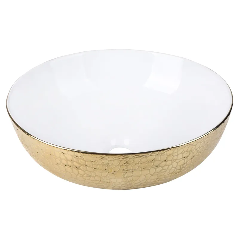 Bestseller Differnz Snake wastafel keramiek | goud/wit | Ø 40 x 13.5 cm