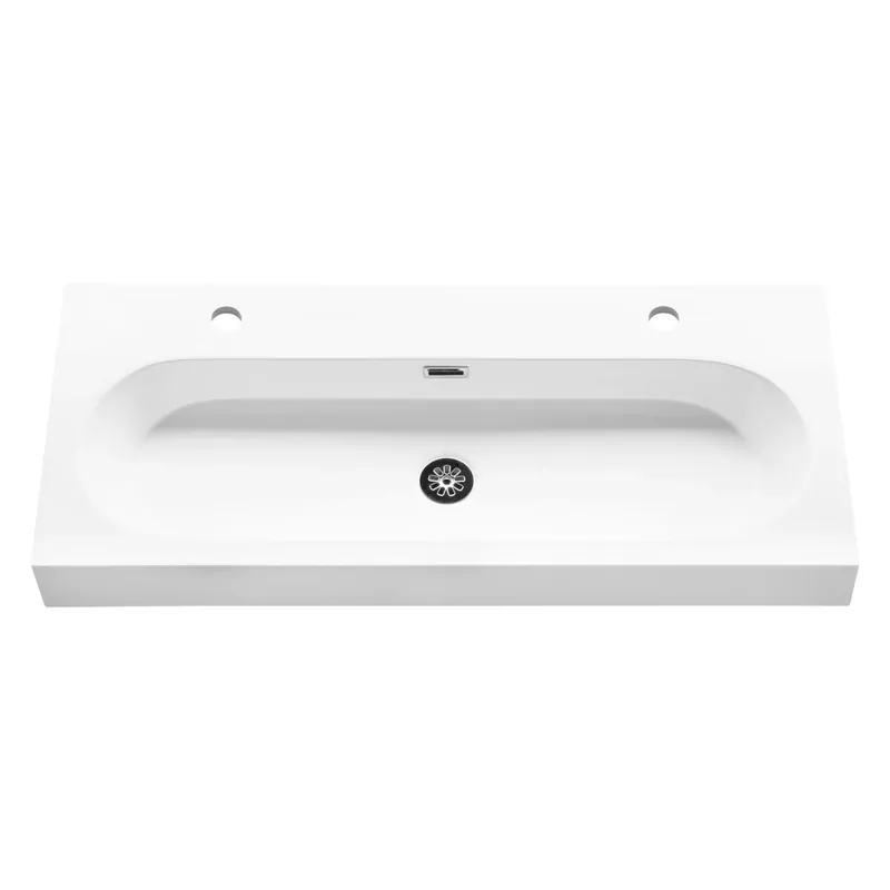 Flitsaanbieding Differnz Somero wastafel 2 kraangaten | wit | 100 cm