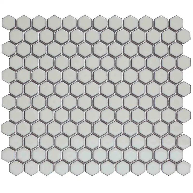 Bestel Nu The Mosaic Factory Barcelona Mozaiek Tegel Hexagon - Licht Grijs met rand Porselein Geglazuurd 260x300 mm