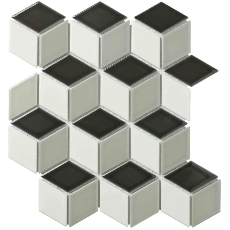 The Mosaic Factory Paris Mozaiek Tegel Cubic - Wit, Grijs, Zwart Mix Porselein Geglazuurd 266x305 mm Shop Nu