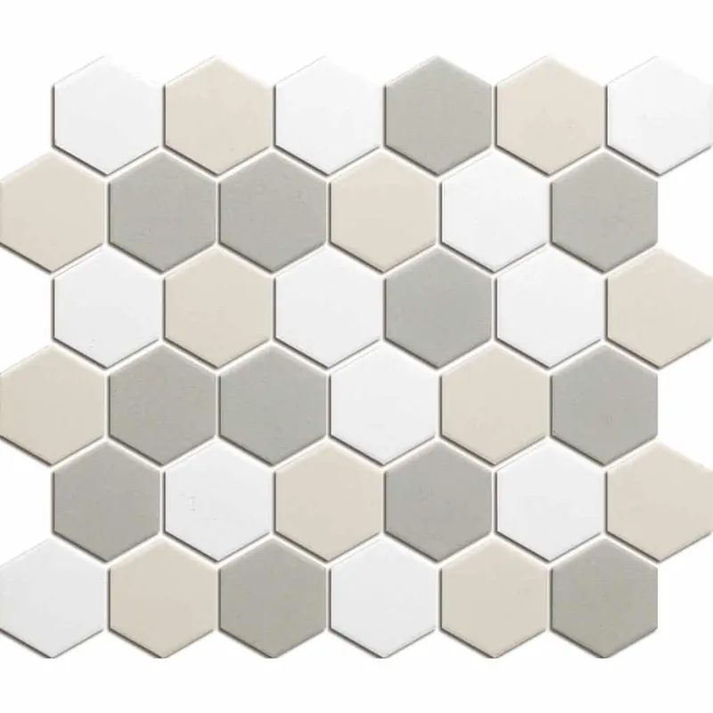The Mosaic Factory London Mozaiek Tegel Hexagon - Wit Mix Ongeglazuurd, R11 281x325 mm Exclusieve Aanbieding