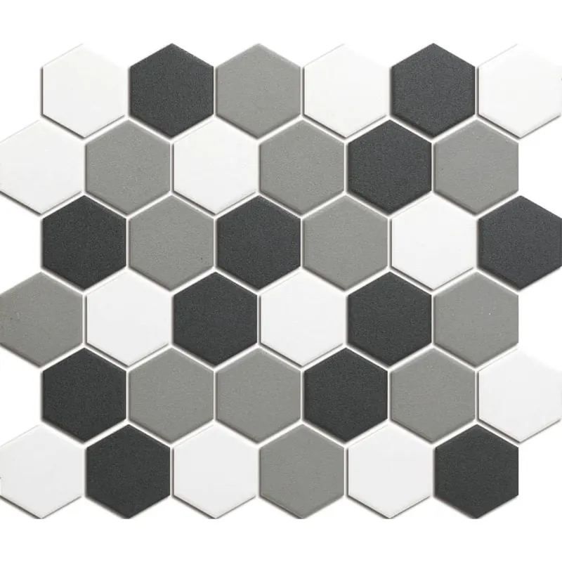 The Mosaic Factory London Mozaiek Tegel Hexagon - Contrast Mix Ongeglazuurd, R11 281x325 mm Hoge Kwaliteit