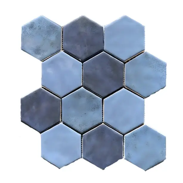 Terre d'Azur Hexagonale Mosaic Ocean Blue 28x30 cm Speciale Aanbieding