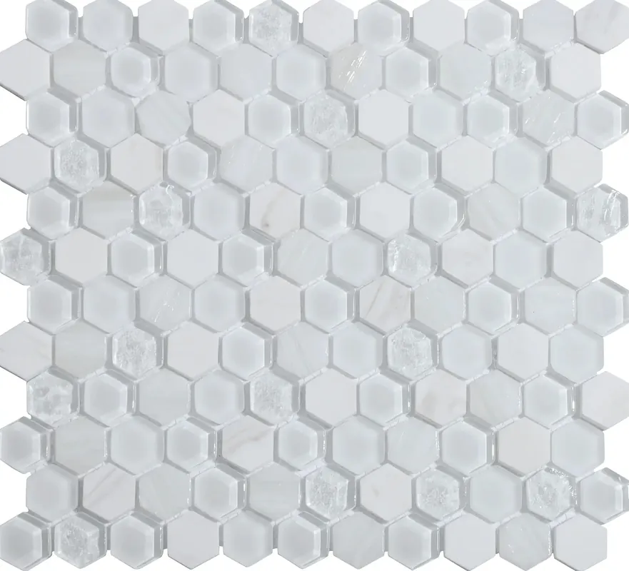 Direct Verzonden Mozaïek tegels Levend Wit 30x30 - Hexagon Wandtegels Glas