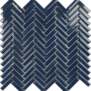 Bestel Nu Mozaïek tegels Chevron Blauw Glans 28,3x27,7 - Rechthoek, visgraat Wand en vloer Geglazuurde porseleinen steengoed