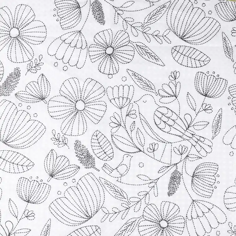Differnz Flower douchegordijn 100% polyester - verzwaarde onderzoom - 120 x 200 cm - zwart/wit Koop Online