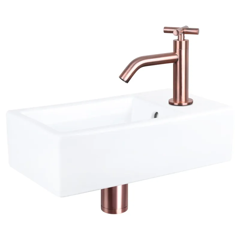 Differnz Force fonteinset keramiek - kraan kruis - 40 x 22 x 11.5 cm - rood koper Gereduceerde Prijs