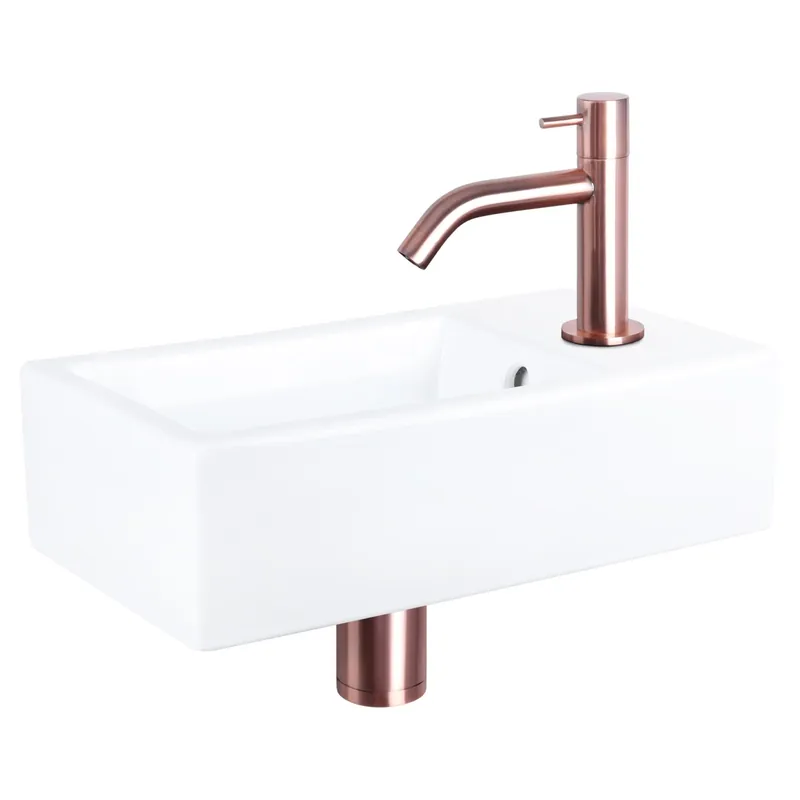 Differnz Force fonteinset keramiek - kraan gebogen - 40 x 22 x 11.5 cm - rood koper Korting