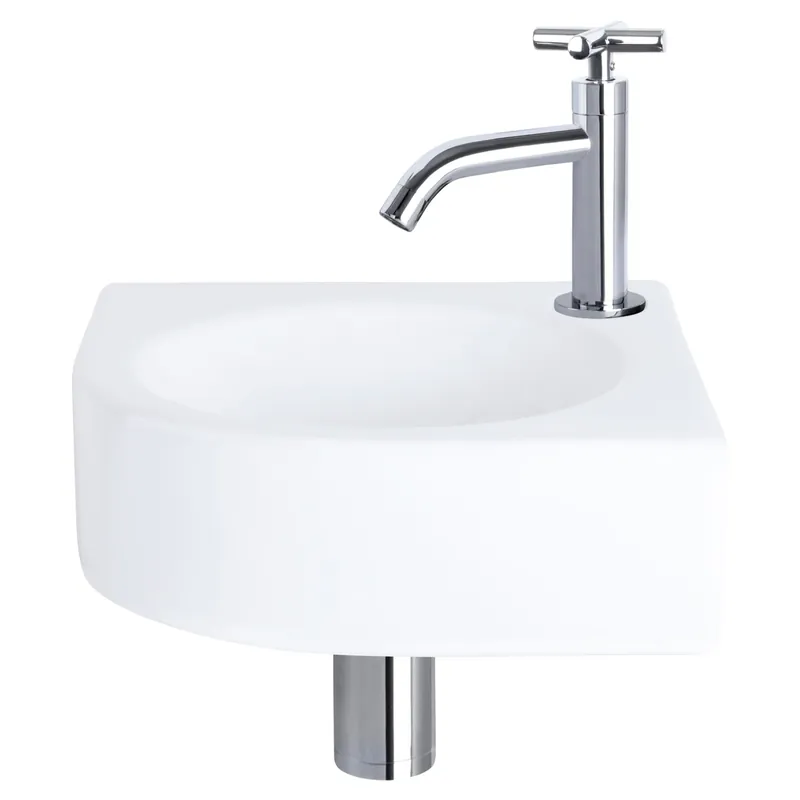 Differnz Cleo fonteinset keramiek - kraan kruis - 30 x 30 x 10 cm - chroom Premium
