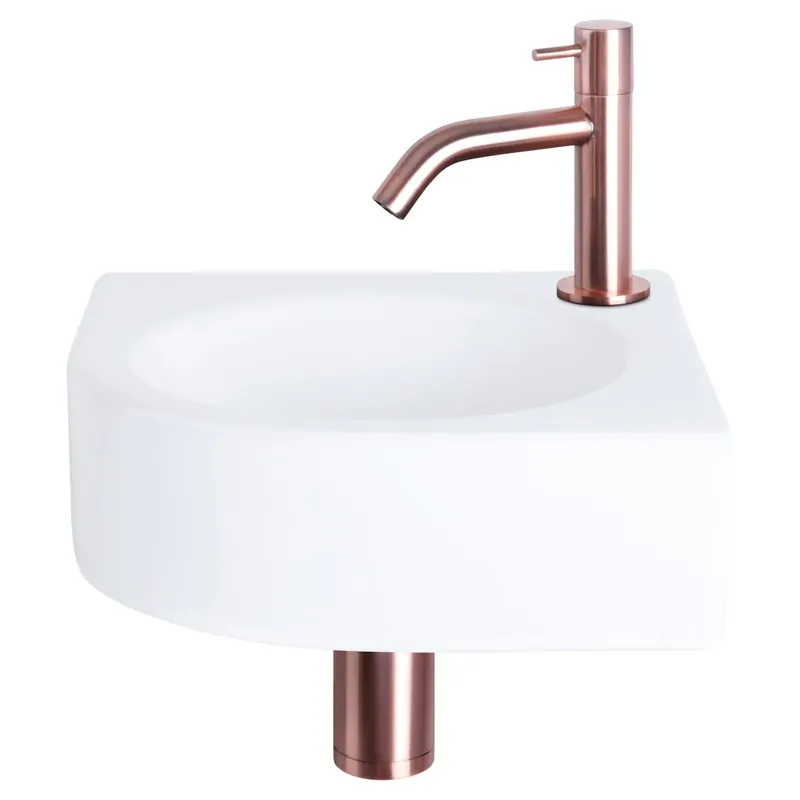 Korting Differnz Cleo fonteinset keramiek - kraan recht - 30 x 30 x 10 cm - mat goud