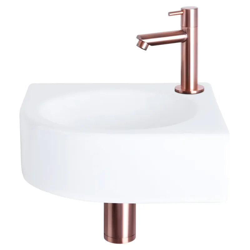 Differnz Cleo fonteinset keramiek - kraan recht - 30 x 30 x 10 cm - rood koper Laatste Versie