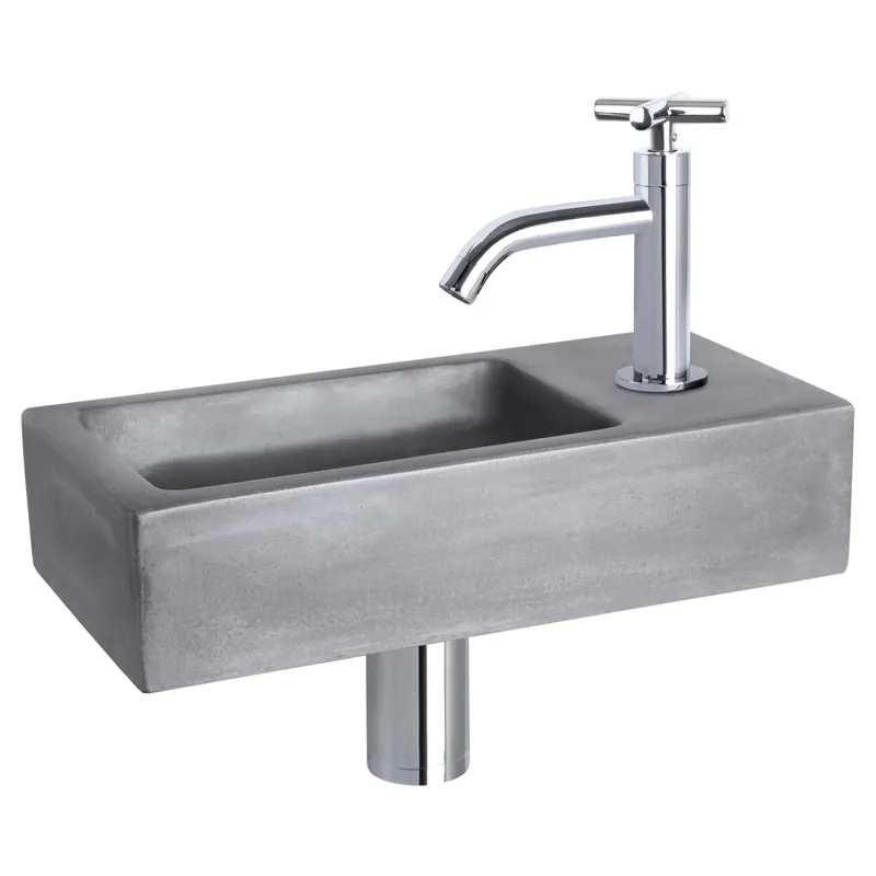 Finale Uitverkoop Differnz Ravo fonteinset beton donkergrijs - kraan kruis - 38.5 x 18.5 x 9 cm - chroom