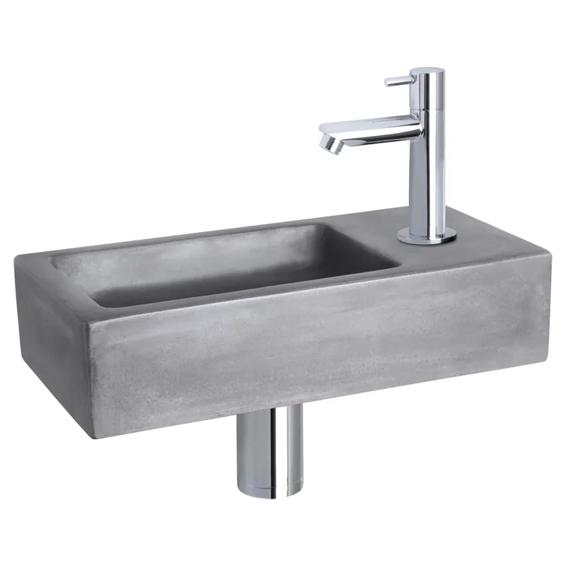 Dagaanbieding Differnz Ravo fonteinset beton donkergrijs - kraan recht - 38.5 x 18.5 x 9 cm - chroom
