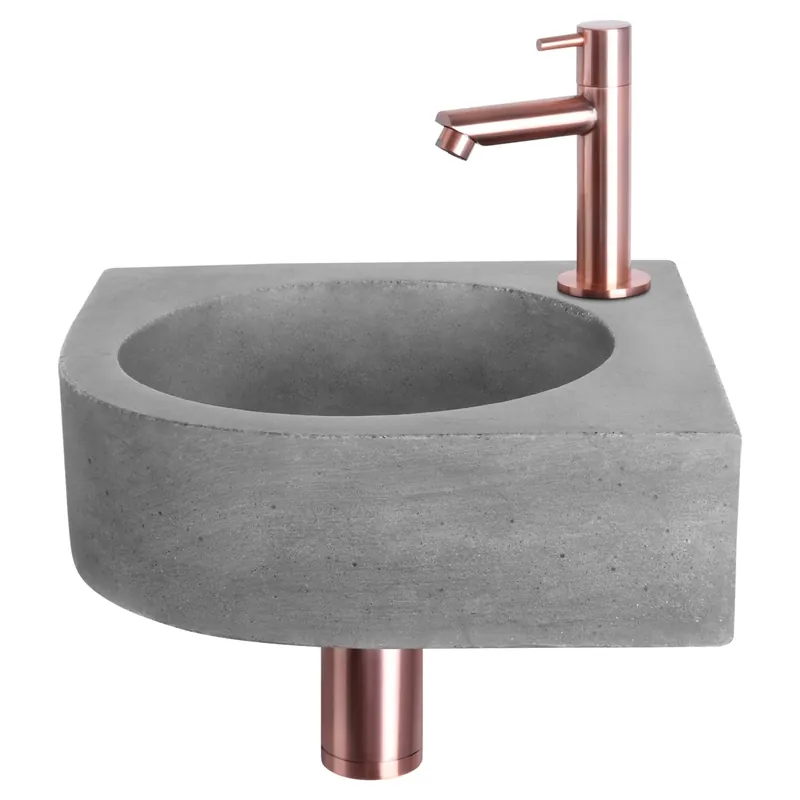 Differnz Cleo fonteinset beton donkergrijs - kraan recht - 31.5 x 31.5 x 10 cm - rood koper Koop Vandaag
