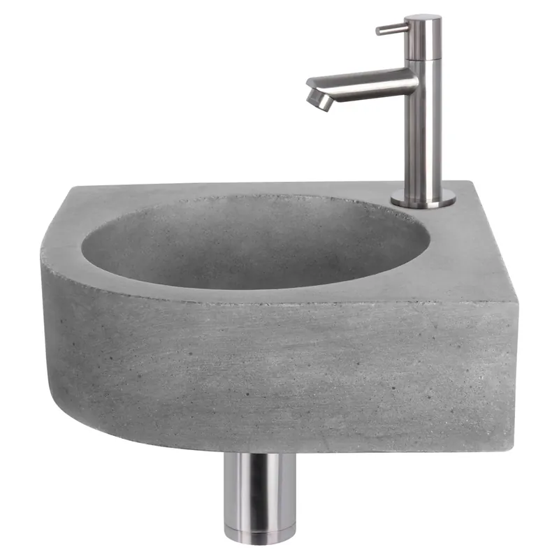 Rechtstreeks Van De Fabrikant Differnz Cleo fonteinset beton donkergrijs - kraan recht - 31.5 x 31.5 x 10 cm - mat chroom