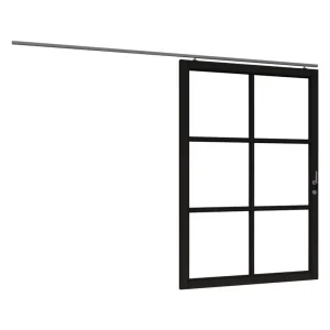 Voordeelprijs Steellook schuifdeur enkel zwart gespoten Douglas 150×227,4cm links incl hang en sluitwerk