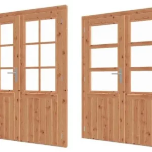 Paneeldeur dubbel onbehandeld Douglas 2x83x193cm + kozijn 179,6×200,1cm Finale Uitverkoop
