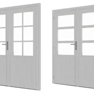 Paneeldeur dubbel wit gespoten Douglas 75x193cm + kozijn 159,6×200,1cm incl hang en sluitwerk Tijdelijk Beschikbaar