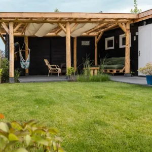 Douglas ronde palen veranda Zwolle 600x400cm Beperkt Aanbod