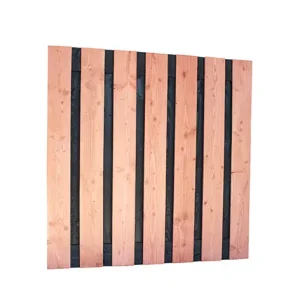Beperkt Aanbod Douglas fijnbezaagd plankenscherm met zwarte binnenkant, 15-planks 19 mm, 180 x 180 cm, zwart/onbehandeld.