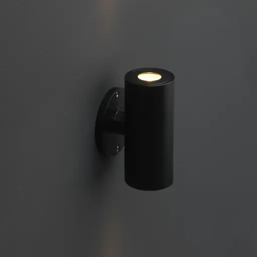 Cree LED wandlamp Amadora | zwart | warmwit | rond | 2 x 1,5 watt | up & down Koop Online