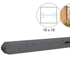 Betonpaal stampbeton 10 x 10 x 180 cm, antraciet tussenpaal t.b.v. scherm 90 cm hoog. Seizoensaanbieding