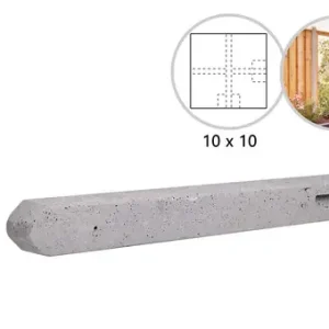 Uitverkoop Betonpaal stampbeton 10 x 10 x 280 cm, grijs hoekpaal t.b.v. recht scherm.