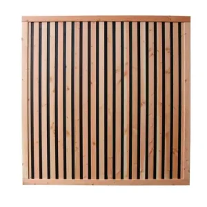 Speciale Aanbieding Douglas geschaafd rhombus plankenscherm met zwarte binnenkant, 180 x 180 cm, zwart/onbehandeld.