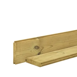 Grenen profielplank 2,8 x 14,5 x 200 cm, groen geïmpregneerd. Nu Kopen