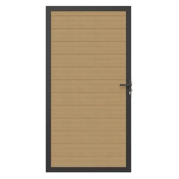 Laatste Kans NewTechWood Co-extrusie composiet deur in aluminium frame, horizontaal, 100 x 195 cm, Red Cedar.