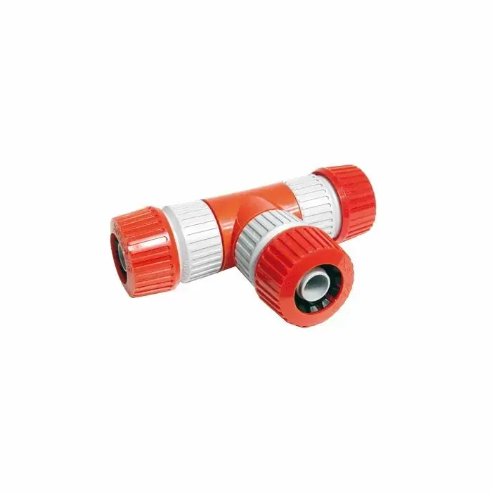Betrouwbaar T-vertakking ø 12-18mm met 3 slanghouders (pvc) op kaart