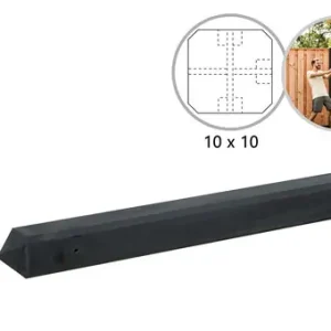 Must-Have Betonpaal glad met diamantkop 10 x 10 x 280 cm, antraciet ongecoat, T-paal.