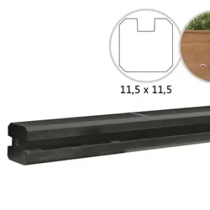 Betonpaal met sleuf en platte kop t.b.v. schutting 11,5 x 11,5 x 277 cm, antraciet eindpaal, gecoat. Alleen Vandaag