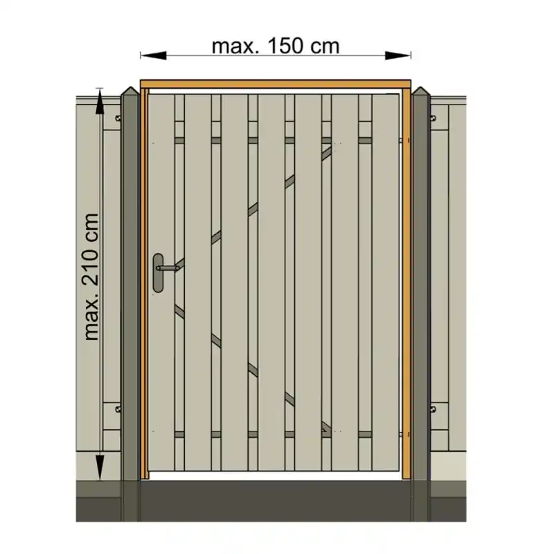 Tuindeurkozijn douglas met aanslaglat, max. 150 cm breed. Hoge Kwaliteit