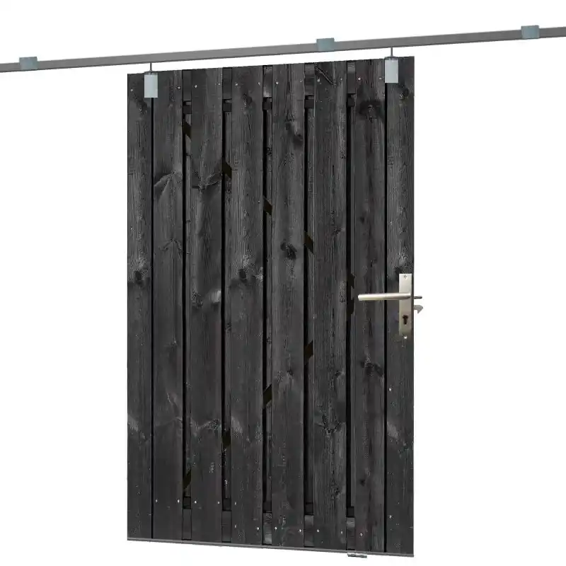 Premium Tuindeur schuifsysteem grenen geïmpregneerd en zwart gespoten 130 x 195cm