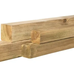 Alleen Vandaag Grenen geschaafde paal 6,8 x 6,8 x 240 cm, zonder diamantkop, groen geïmpregneerd.