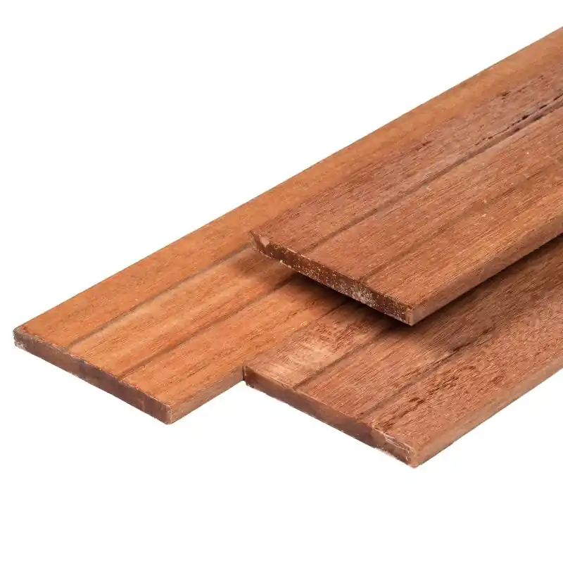 Alleen Vandaag Keruing hardhout plank 1,5 x 14,0 x 245 cm kunstmatig gedroogd, geschaafd, 1 zijde 2 V-groeven, 4 ronde kanten
