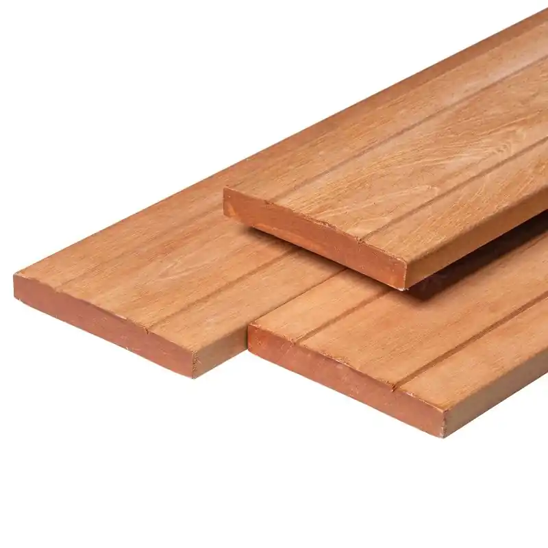 Bangkirai hardhout vlonderplank 2,8 x 19,0 x 245 cm kunstmatig gedroogd, geschaafd, 1 zijde V-groeven Beperkt Aanbod