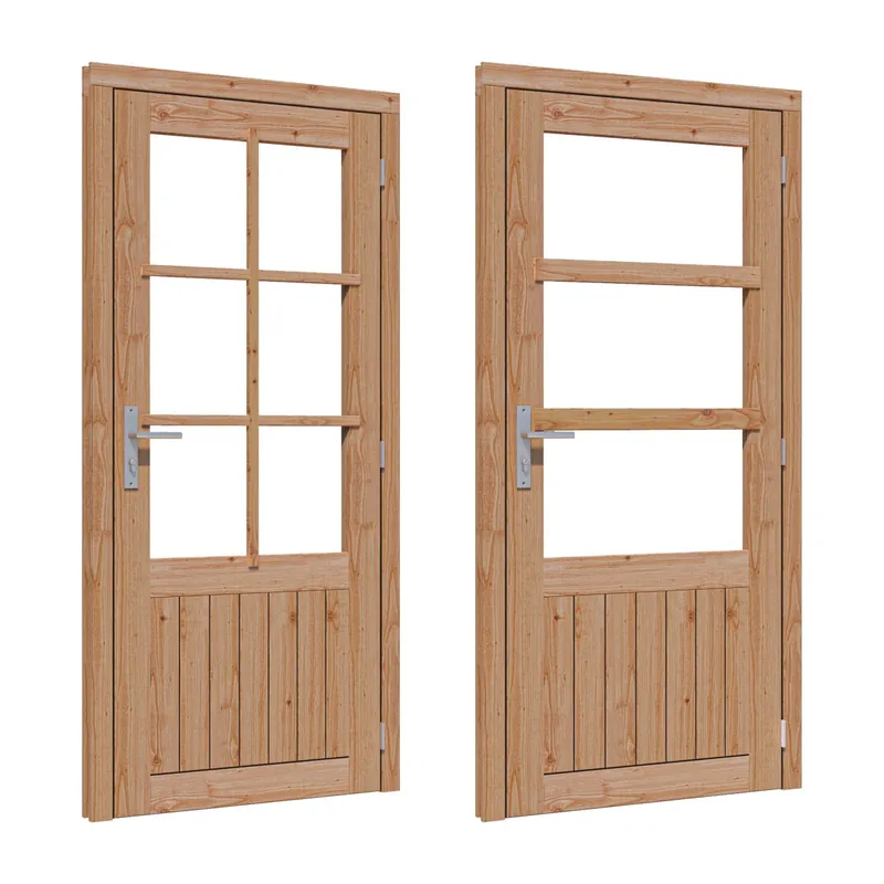 Koop Vandaag Douglas glasdeur enkel (RD) (830×1942 mm) + kozijn (964×2013 mm) borstwering 689 mm