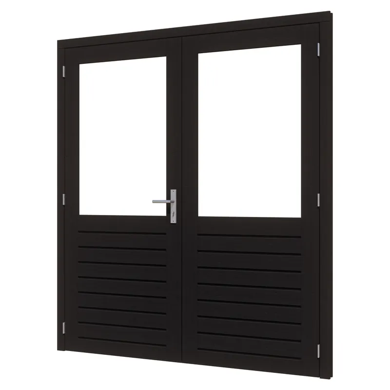 Douglas stapeldorpeldeur dubbel Deluxe zwart (2x 930×2120 mm) + kozijn 1996×2191 mm borstwering 955 mm Direct Beschikbaar