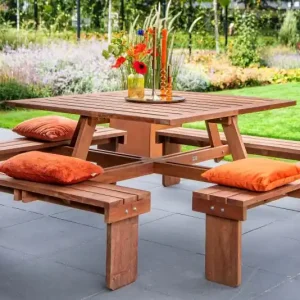 Gereduceerde Prijs Hardhouten picknicktafel vierkant premium