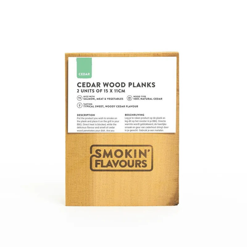 Smokin’ flavours Cederhouten planken 2 stuks 15x11cm Exclusieve Aanbieding