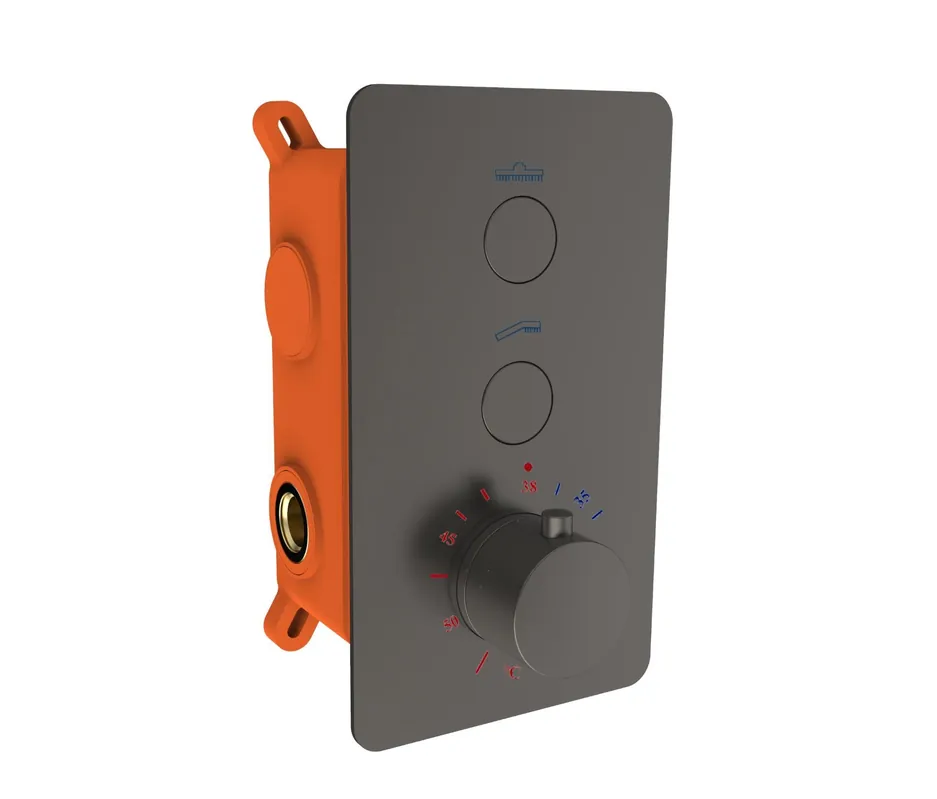 Best-design "clic-moya" inbouwthermostaat & inb.box 2-weg 1/2" gunmetal Flitsaanbieding