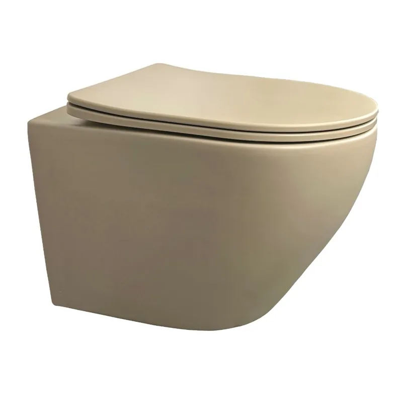 Best-design "morrano-49" wandcloset zonder-spoelrand incl. zitting mat-khaki Populair