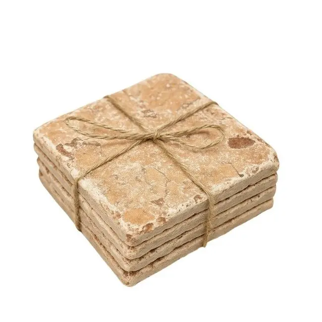 10x10 cm Rosso Verona Antik natuurstenen onderzetters (set van 4 stuks) Veilige Betaling
