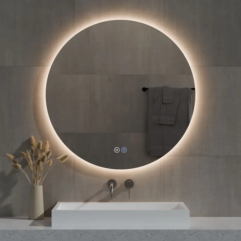 Best-design "aldora" ronde spiegel incl.verwarming, 3 kleuren led verlichting, dimbaar diameter 100c Nu Kopen