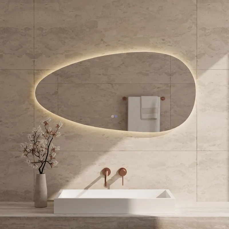 Alleen Vandaag Best-design "boloo" spiegel incl.verwarming, 3 kleuren led verlichting dimbaar 100x50 cm