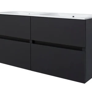 Best-design "bora-black-greeploos" meubel onderkast 4 laden zonder wastafel 120 cm mat-zwart Dagaanbieding